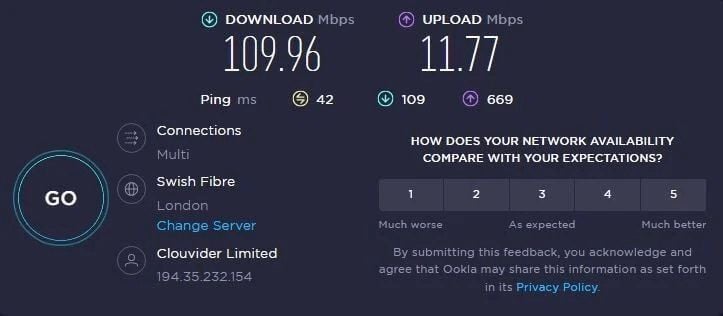 NordVPN Velocidad Reino Unido