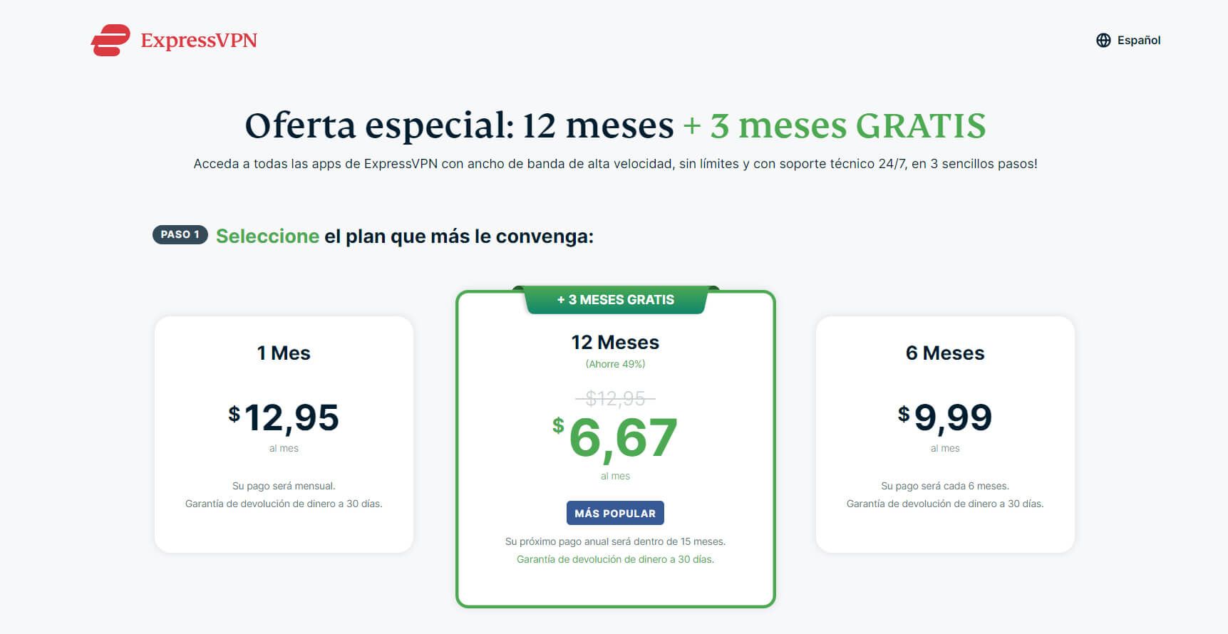 Precios de ExpressVPN