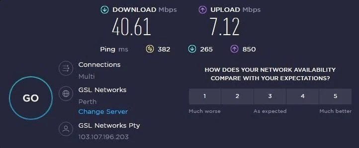 Test velocidad Atlas VPN Australia