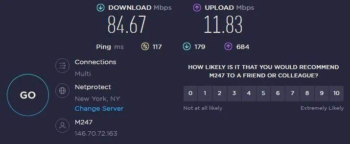 Test velocidad Atlas VPN Estados Unidos