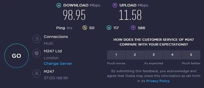 Test velocidad Atlas VPN Reino Unido