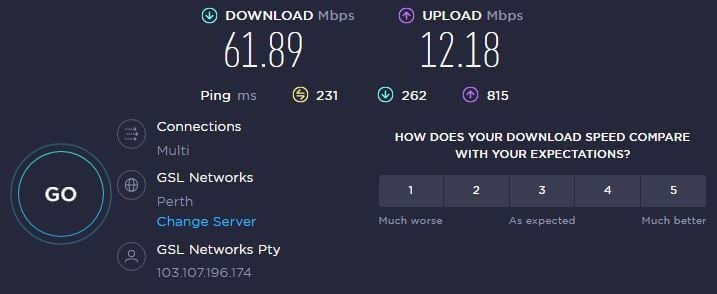 Test de velocidad Australia NordVPN