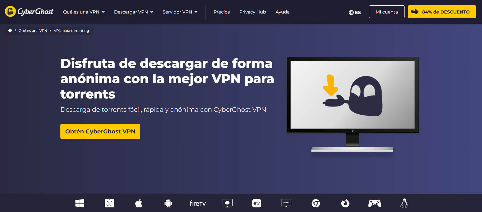 CyberGhost VPN para Torrents