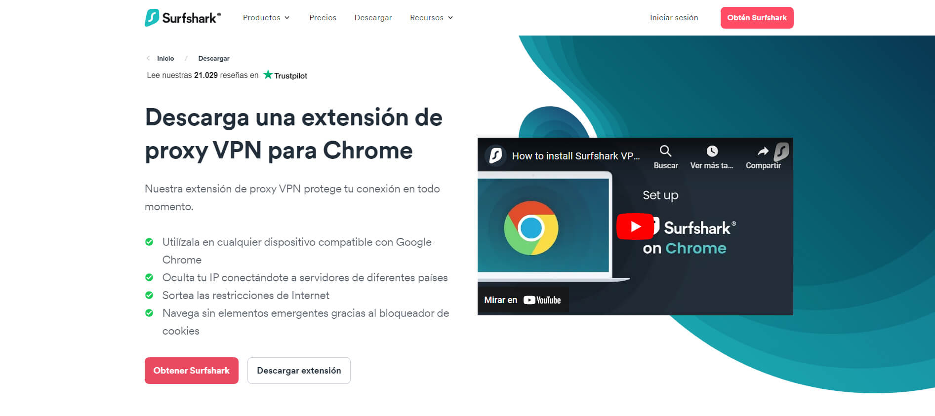 Surfshark Extensión VPN Chrome