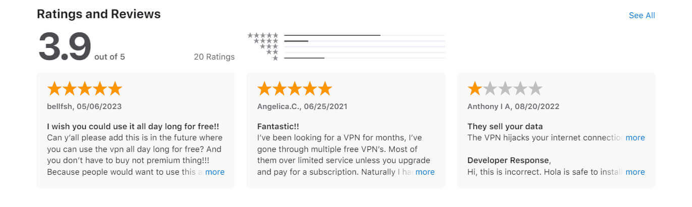 Opiniones Hola VPN Apple Store iOS