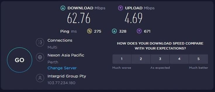 Test de velocidad Hotspot Shield Australia