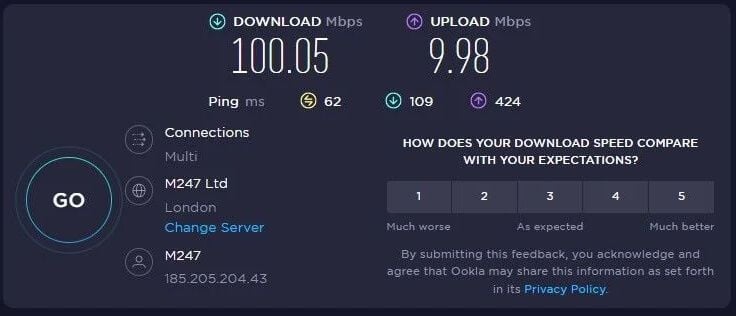 Test de velocidad Hotspot Shield Reino Unido