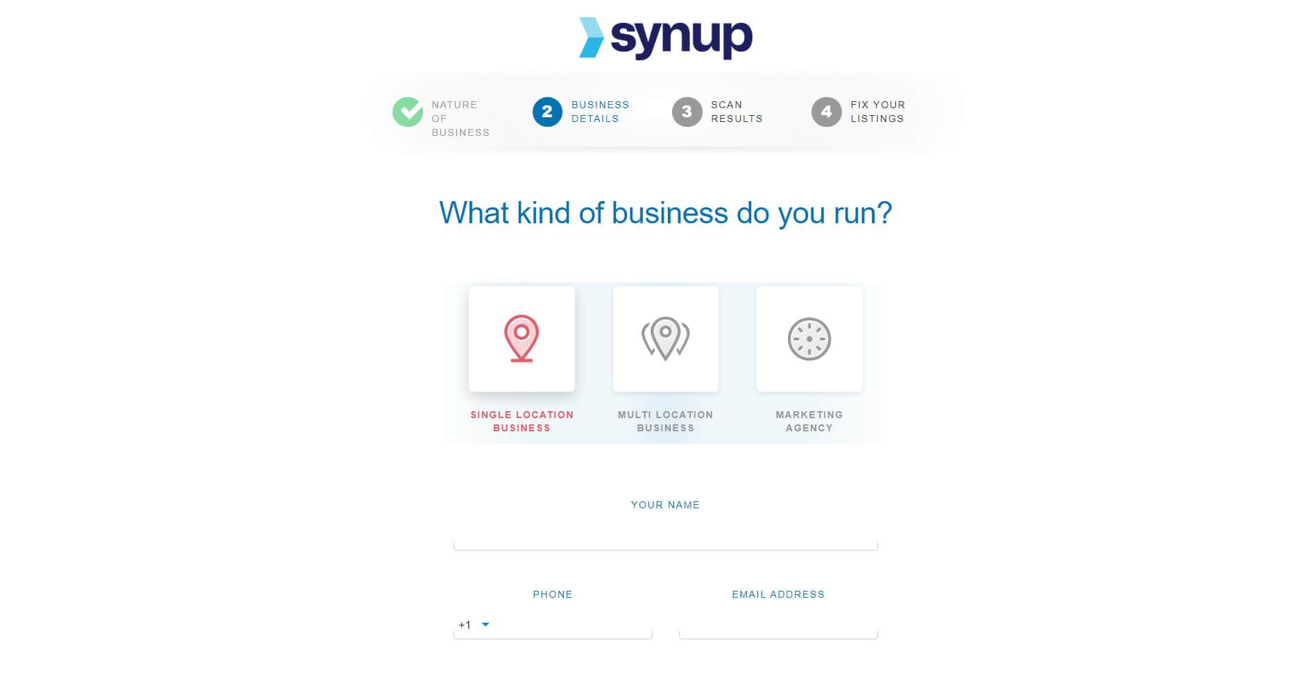 Synup Listing Scan