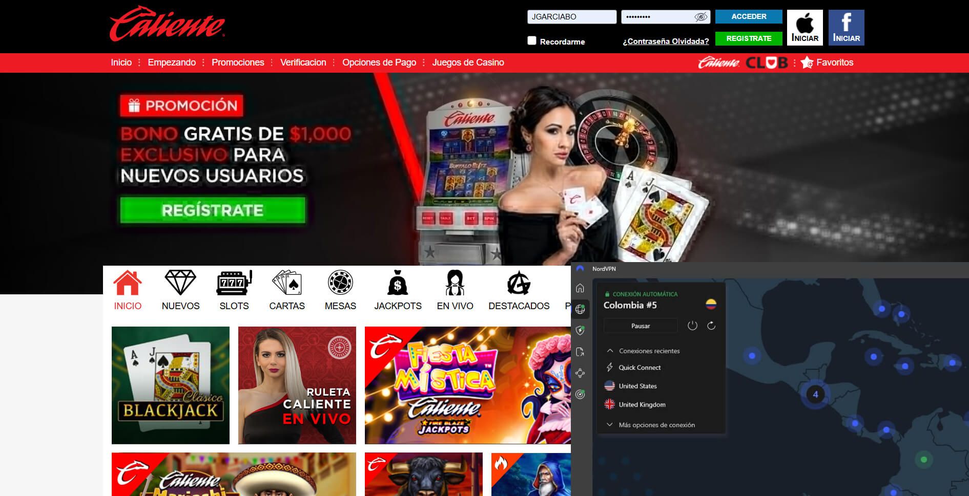 Acceso Caliente Apuestas En Linea Desde Otros Paises