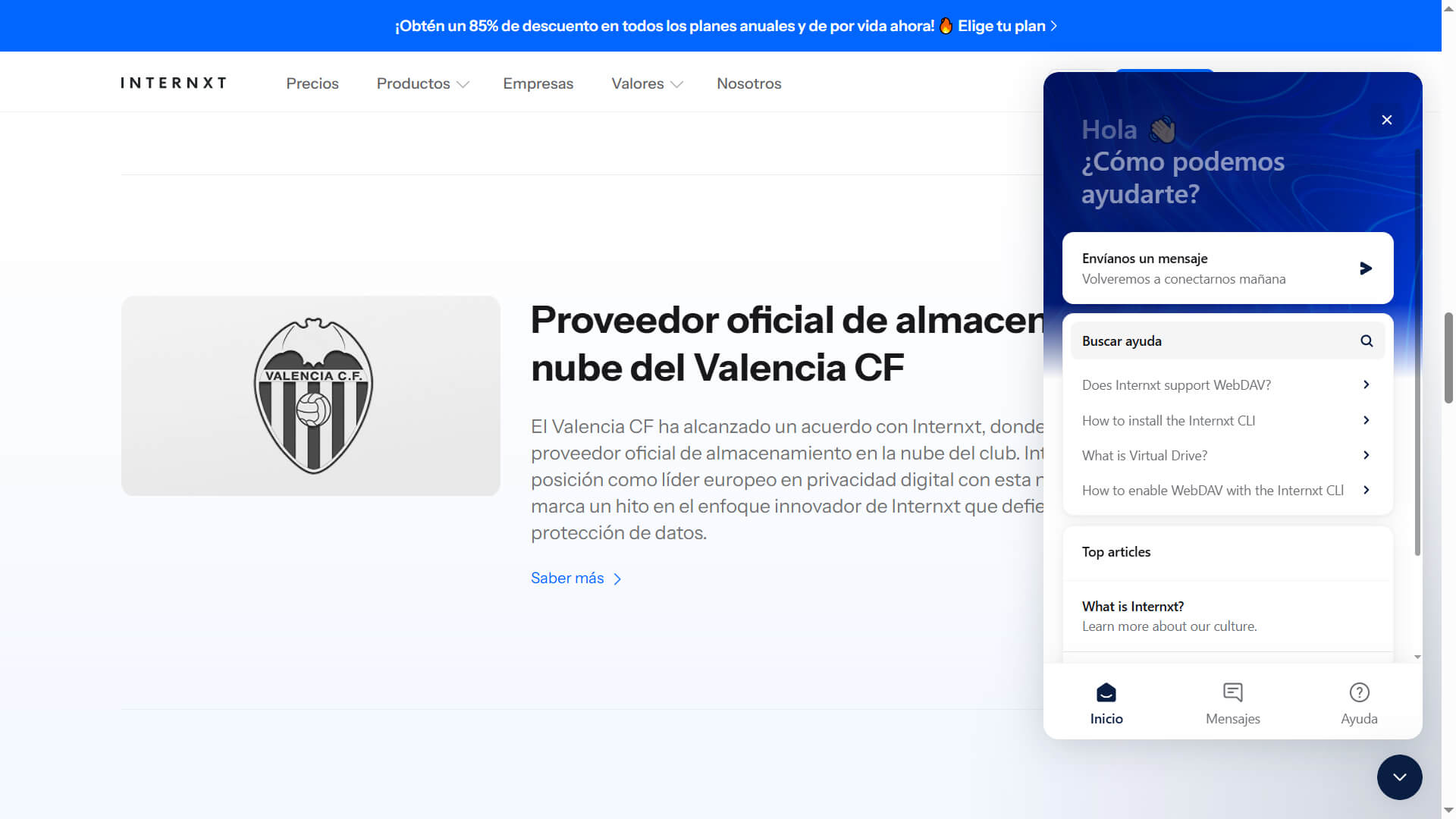 Chat Soporte Internxt