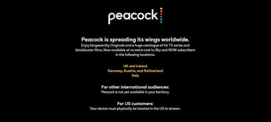 Peacock Mensaje Error Bloqueo
