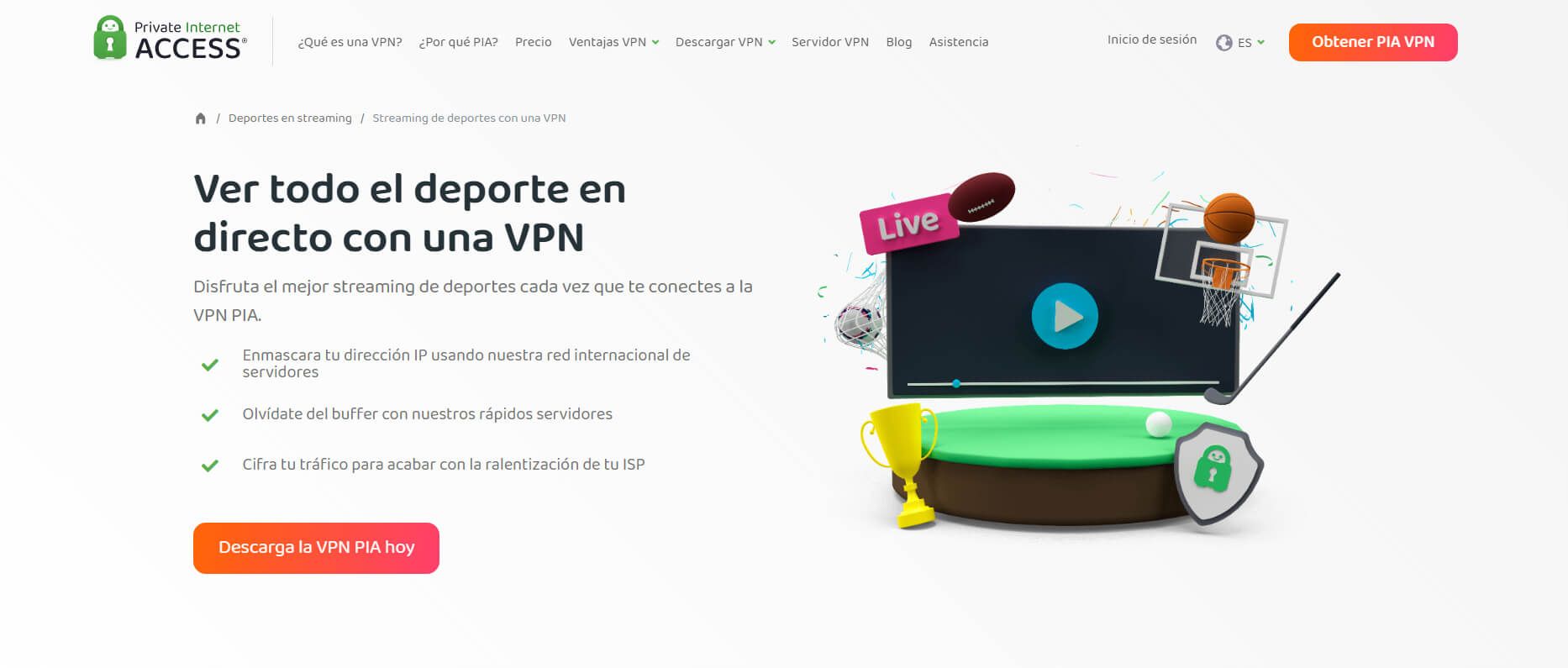 Private Internet Access Streaming De Deportes