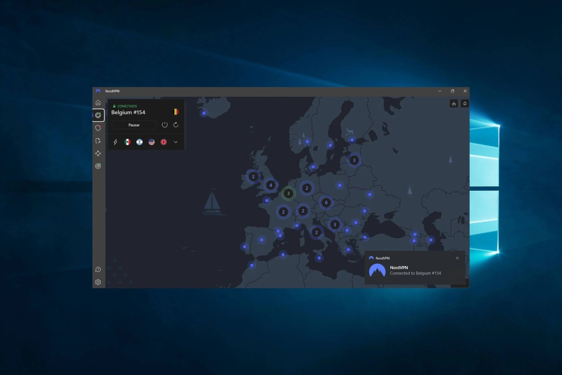 NordVPN servidor Belgica para desbloquear motogp en vivo online