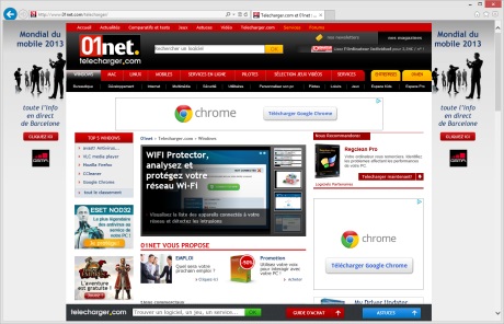 Capture d'écran Internet Explorer 10