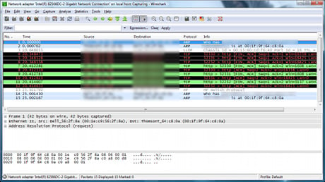 Capture d'écran Wireshark