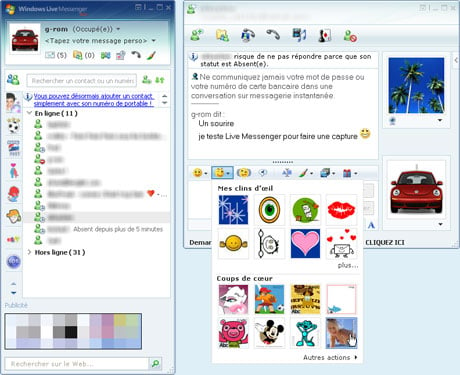 Capture d'écran Windows Live Messenger