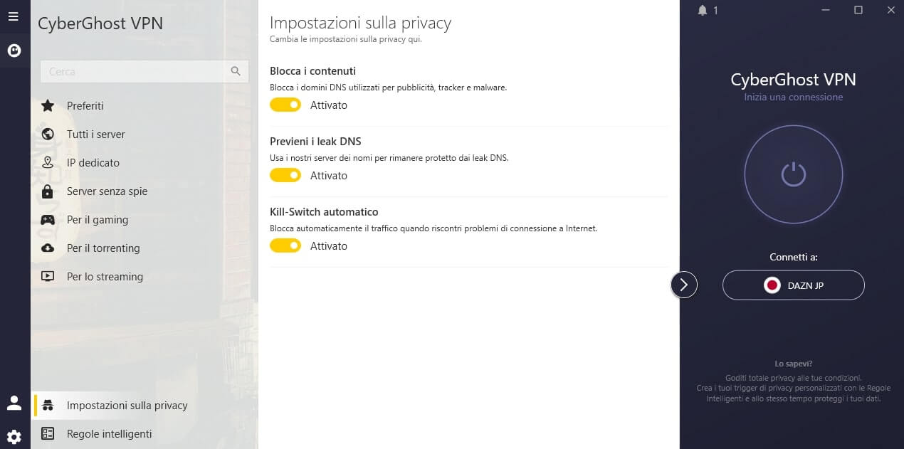 cyberghost-impostazioni-privacy