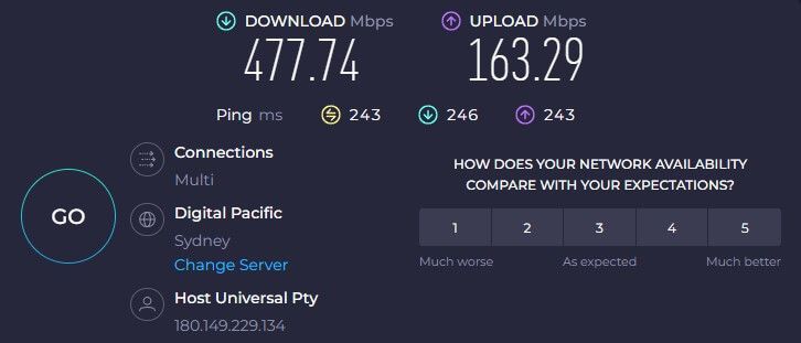 protonvpn-test-velocita-australia