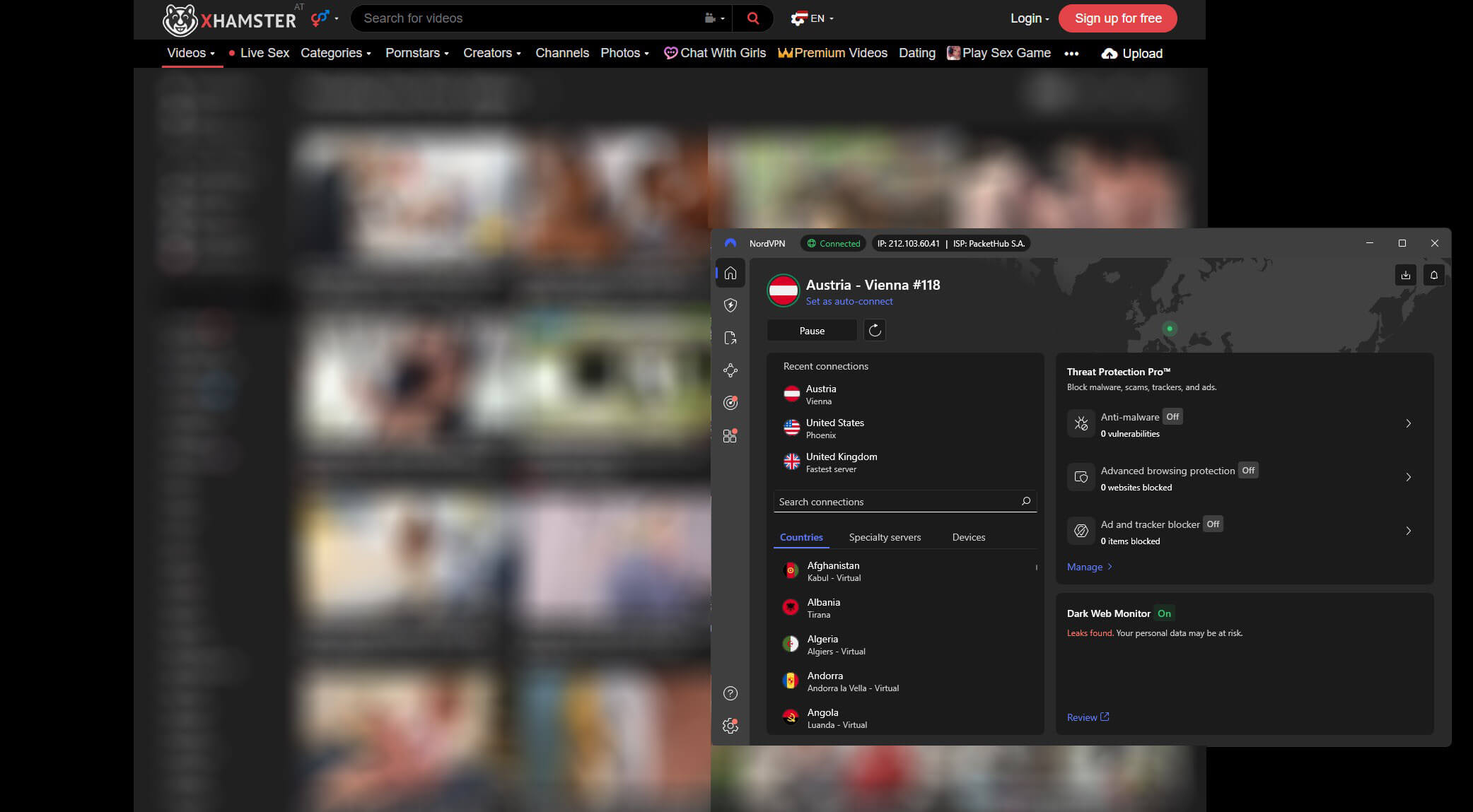 Protezione Privacy Xhamster