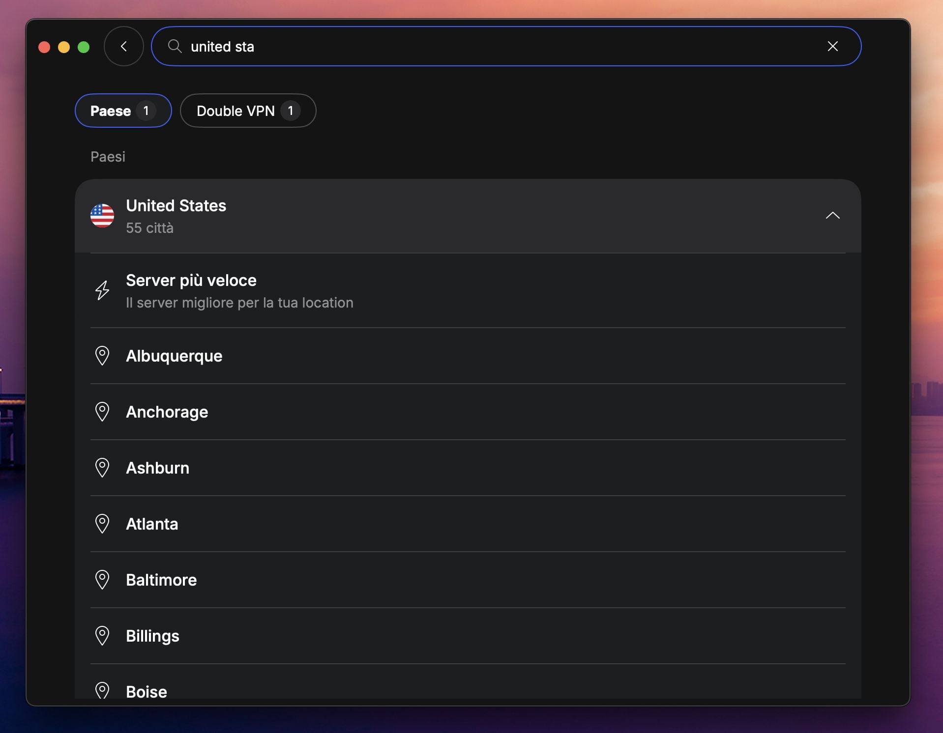 NordVPN Stati Uniti VPN server