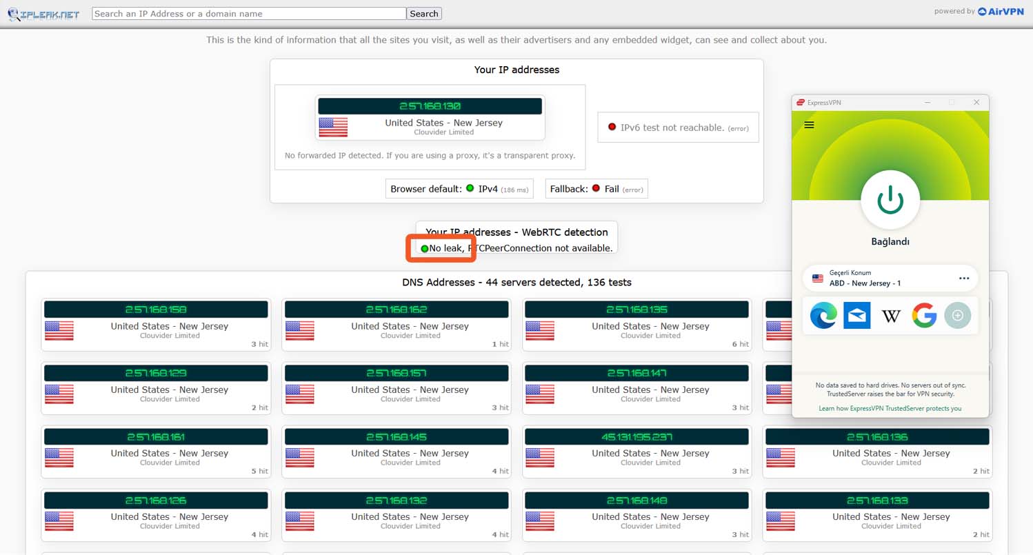 ExpressVPN ABD IP sızıntı