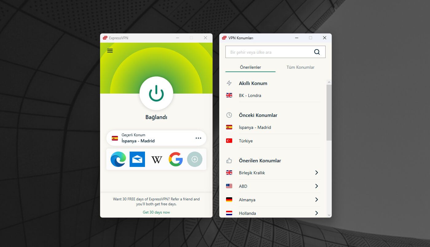 ExpressVPN Windows uygulaması