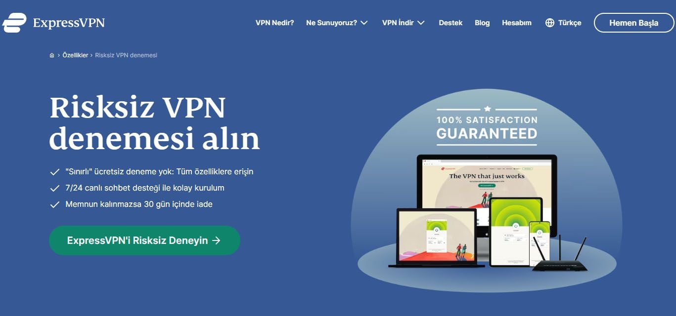 ExpressVPN ücretsiz deneme