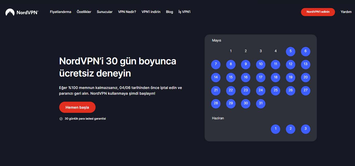 NordVPN ücretsiz deneme