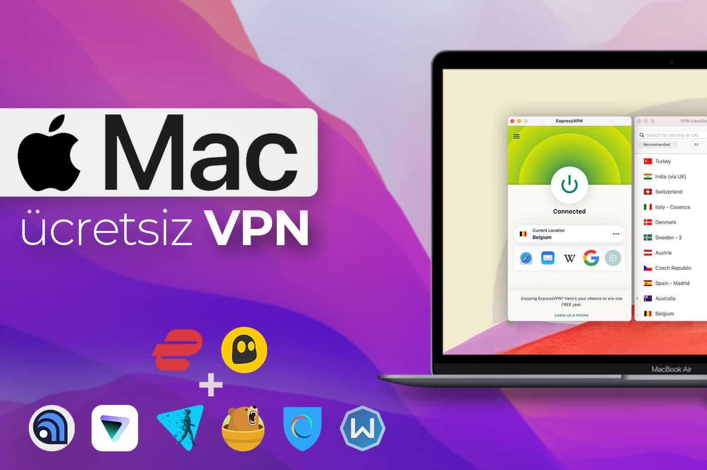 Mac için En İyi Ücretsiz VPN: macOS için %100 Ücretsiz Öneriler