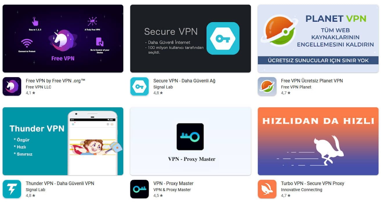 ücretsiz VPN Google Play
