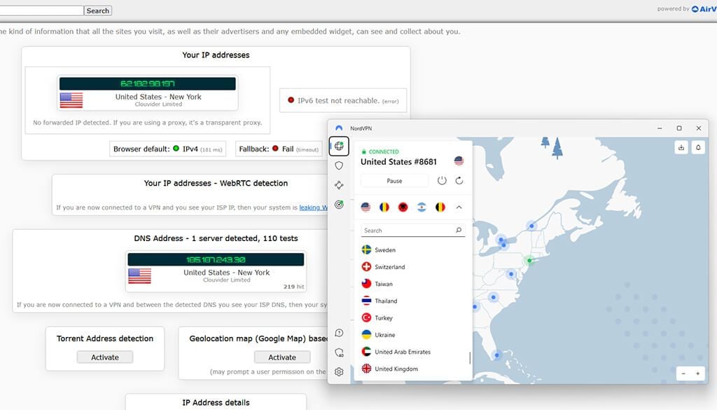 NordVPN IP DNS Sızıntı Testi 1