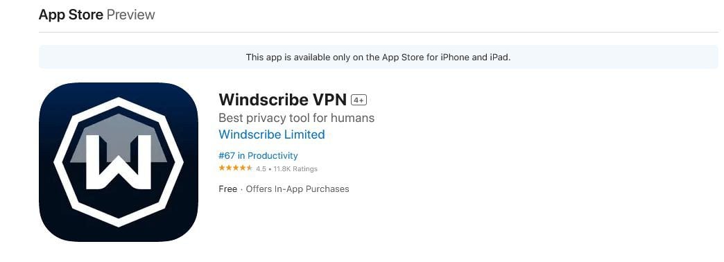 Windscribe Appstore