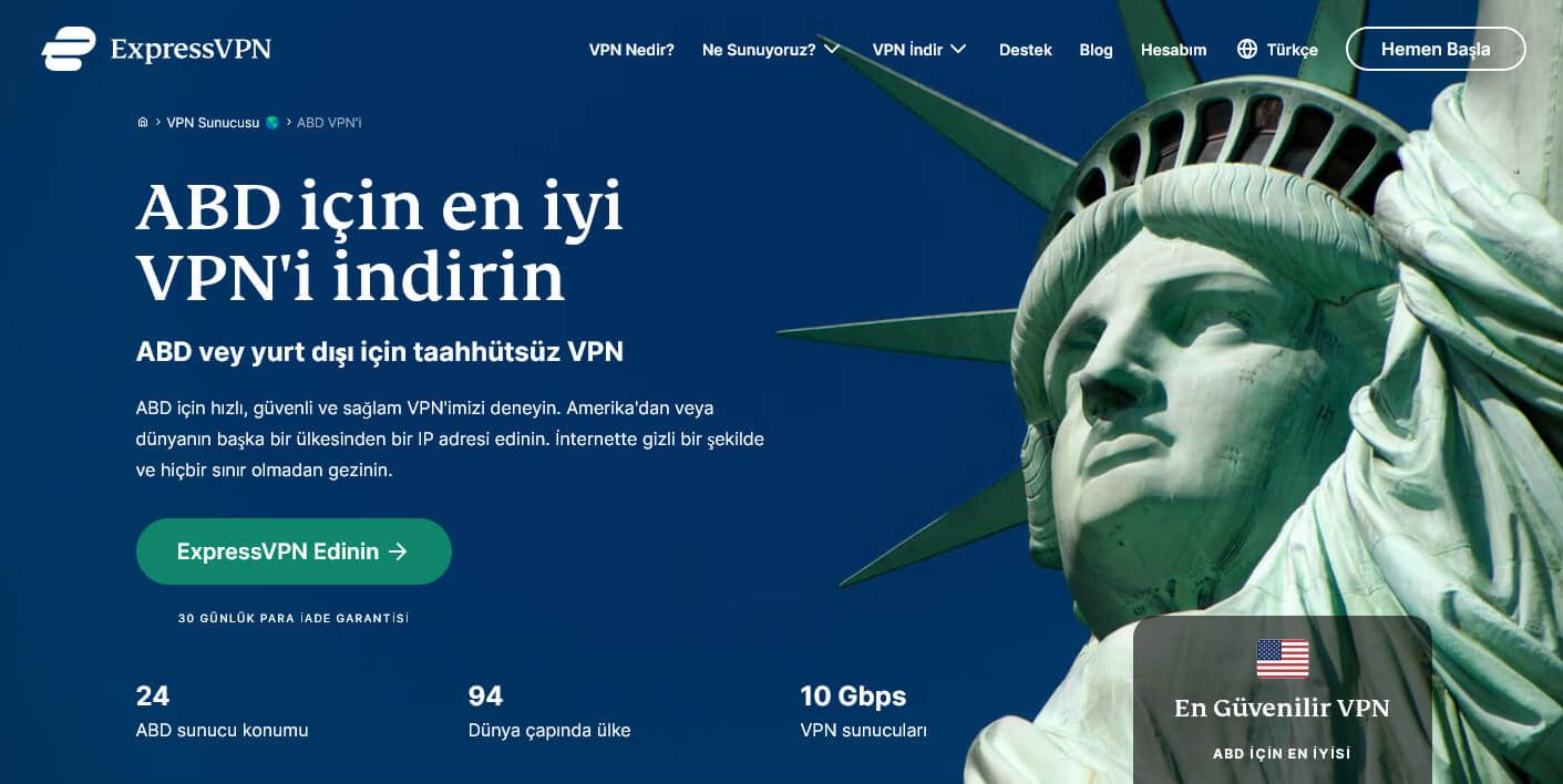 ExpressVPN ABD için en iyi VPN ufak