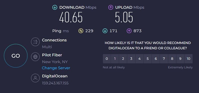 Hola VPN ABD hız testi