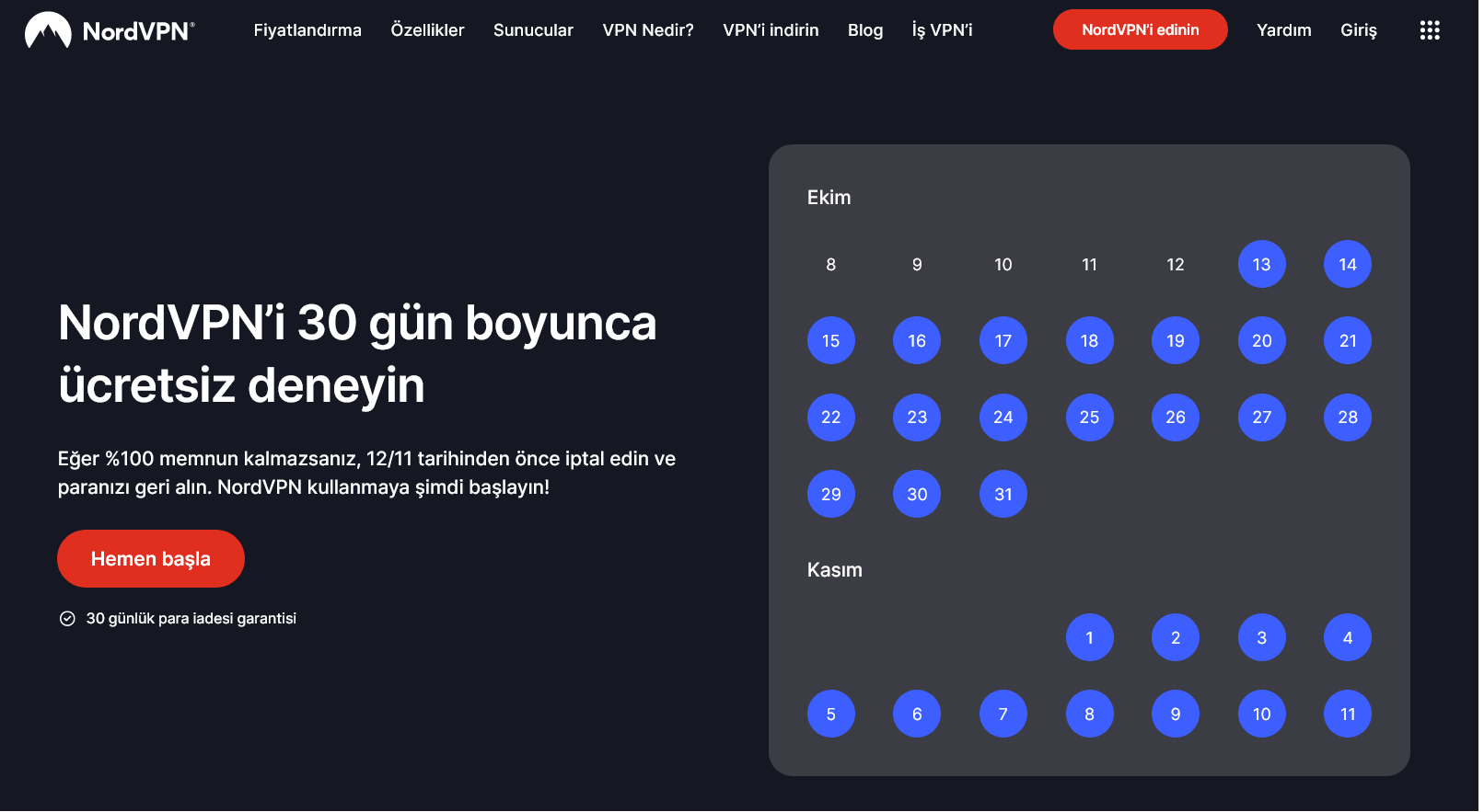 NordVPN ücretsiz deneme