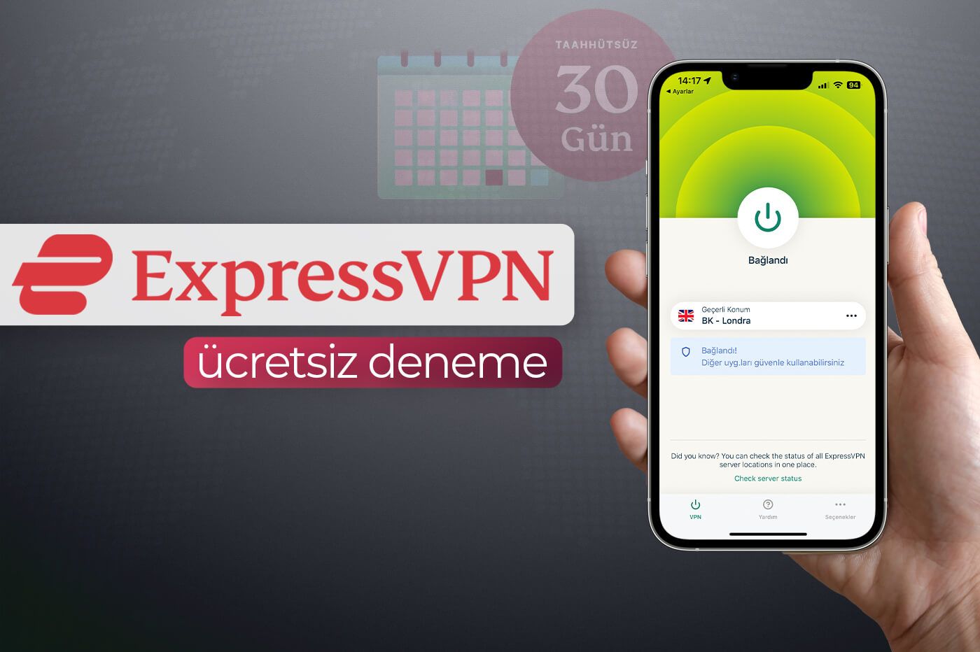 ExpressVPN ücretsiz denemesi