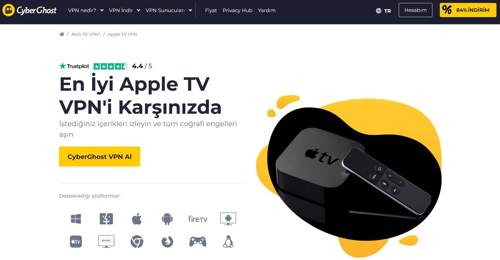 CyberGhost - Apple TV için en iyi VPN